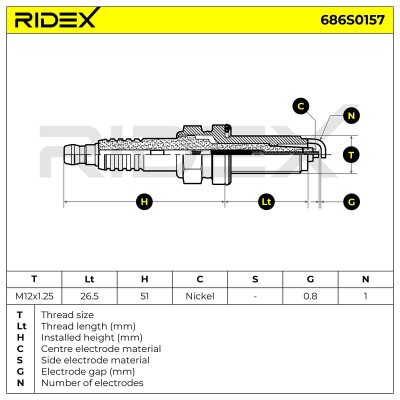 Świeca Zapłonowa RIDEX 686S0157 686S0157 - foto 5