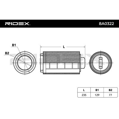 Filtr Powietrza RIDEX 8A0322 8A0322 - foto 3