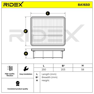 Filtr Powietrza RIDEX 8A1650 8A1650 - foto 6
