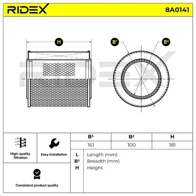 Filtr Powietrza RIDEX 8A0141 8A0141 - foto 6