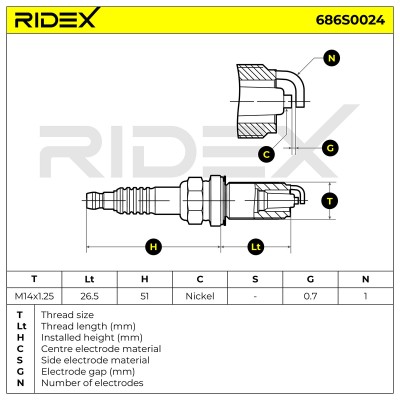 Świeca Zapłonowa RIDEX 686S0024 686S0024 - foto 6