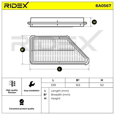 Filtr Powietrza RIDEX 8A0567 8A0567 - foto 6