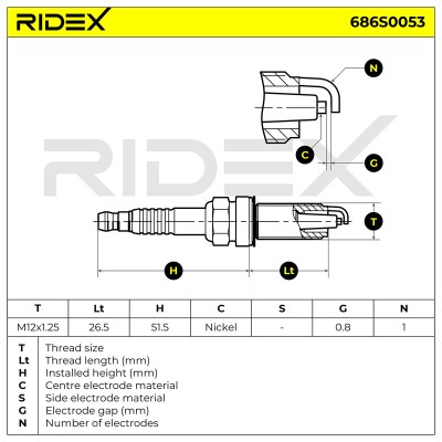 Świeca Zapłonowa RIDEX 686S0053 686S0053 - foto 6