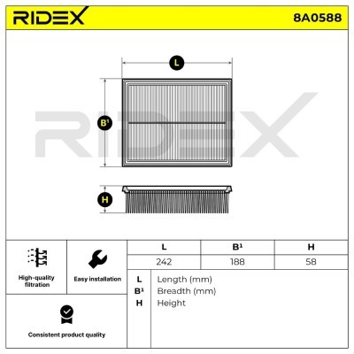 Filtr Powietrza RIDEX 8A0588 8A0588 - foto 6