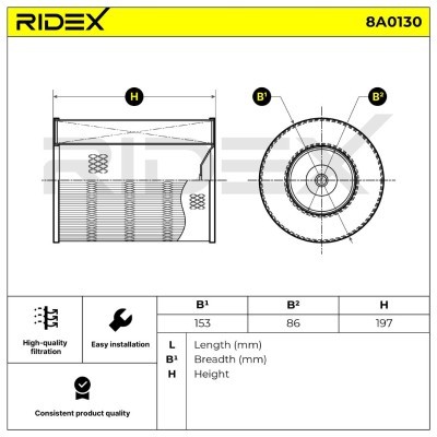 Filtr Powietrza RIDEX 8A0130 8A0130 - foto 6