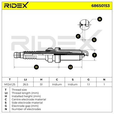 Świeca Zapłonowa RIDEX 686S0153 686S0153 - foto 5