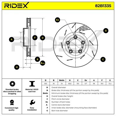 Tarcza hamulcowa RIDEX 82B1335 82B1335 - foto 6