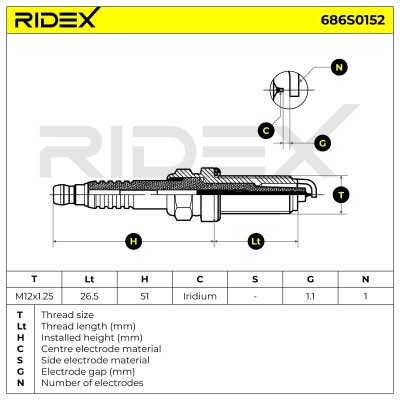 Świeca Zapłonowa RIDEX 686S0152 686S0152 - foto 5
