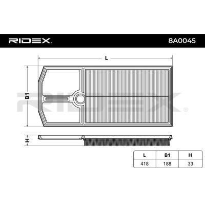 Filtr Powietrza RIDEX 8A0045 8A0045 - foto 3