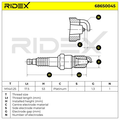 Świeca Zapłonowa RIDEX 686S0045 686S0045 - foto 5