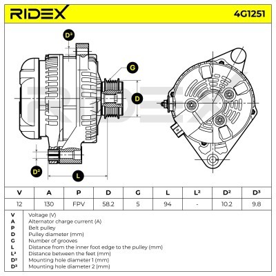 Alternator RIDEX 4G1251 4G1251 - foto 7