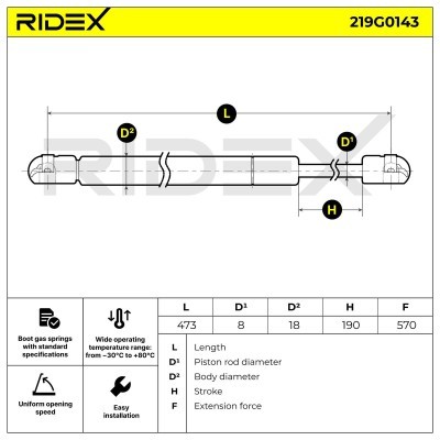 Amortyzator Pokrywy Bagażnika RIDEX 219G0143 219G0143 - foto 7