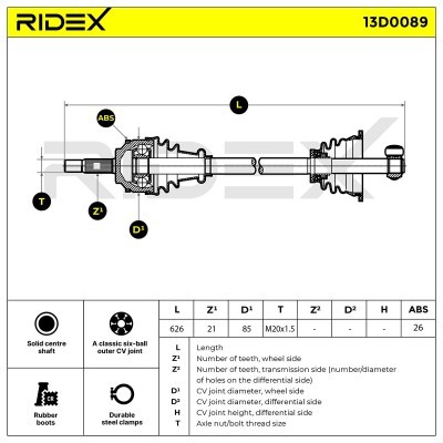 Półoś Napędowa RIDEX 13D0089 13D0089 - foto 6