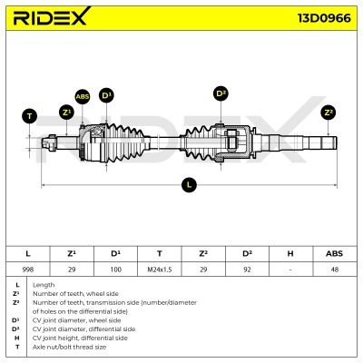Półoś Napędowa RIDEX 13D0966 13D0966 - foto 7