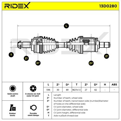 Półoś Napędowa RIDEX 13D0280 13D0280 - foto 7