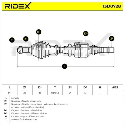 Półoś Napędowa RIDEX 13D0728 13D0728 - foto 7