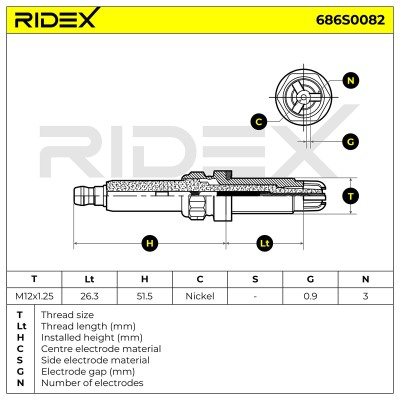 Świeca Zapłonowa RIDEX 686S0082 686S0082 - foto 5