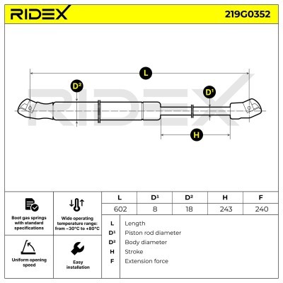 Amortyzator Pokrywy Bagażnika RIDEX 219G0352 219G0352 - foto 5