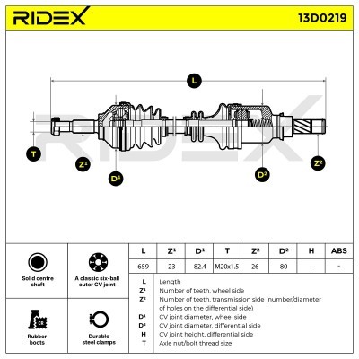 Półoś Napędowa RIDEX 13D0219 13D0219 - foto 7