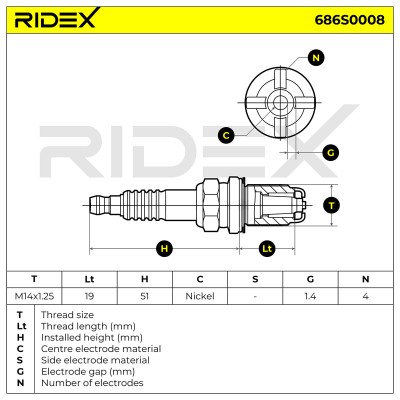 Świeca Zapłonowa RIDEX 686S0008 686S0008 - foto 6