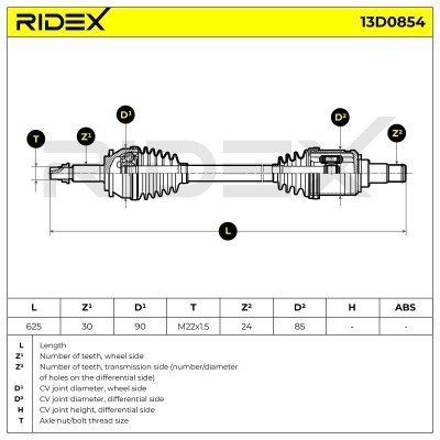 Półoś Napędowa RIDEX 13D0854 13D0854 - foto 8