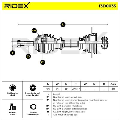 Półoś Napędowa RIDEX 13D0035 13D0035 - foto 7