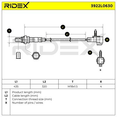Sonda Lambda RIDEX 3922L0630 3922L0630 - foto 6