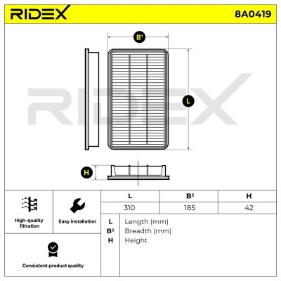 Filtr Powietrza RIDEX 8A0419 8A0419 - foto 4