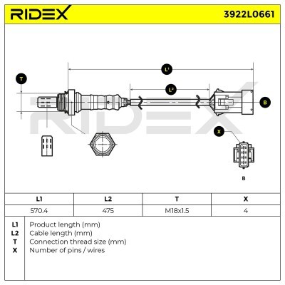 Sonda Lambda RIDEX 3922L0661 3922L0661 - foto 3