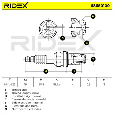 Świeca Zapłonowa RIDEX 686S0100 686S0100 - foto 5