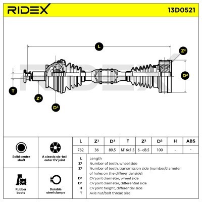 Półoś Napędowa RIDEX 13D0521 13D0521 - foto 6