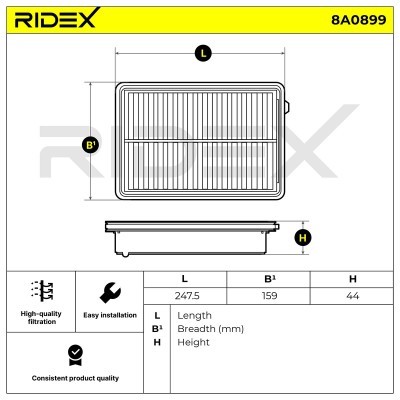 Filtr Powietrza RIDEX 8A0899 8A0899 - foto 6