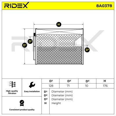 Filtr Powietrza RIDEX 8A0378 8A0378 - foto 5