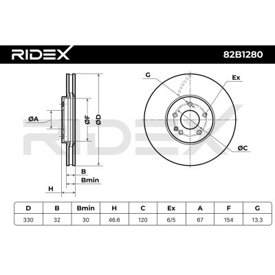 Tarcza hamulcowa RIDEX 82B1280 82B1280 - foto 5
