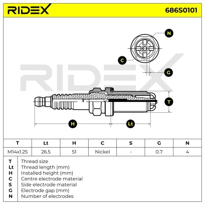 Świeca Zapłonowa RIDEX 686S0101 686S0101 - foto 5