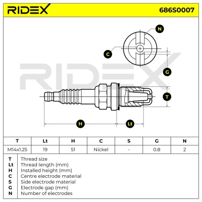 Świeca Zapłonowa RIDEX 686S0007 686S0007 - foto 6