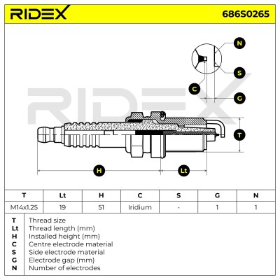 Świeca Zapłonowa RIDEX 686S0265 686S0265 - foto 5