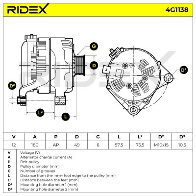 Alternator RIDEX 4G1138 4G1138 - foto 7