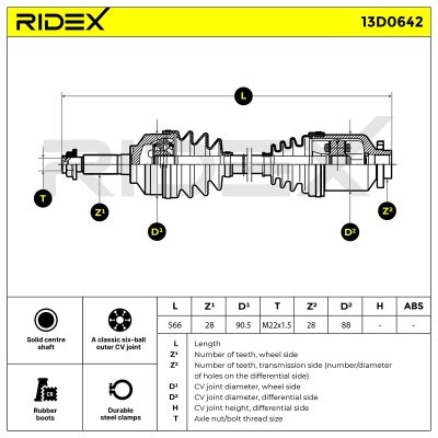 Półoś Napędowa RIDEX 13D0642 13D0642 - foto 6