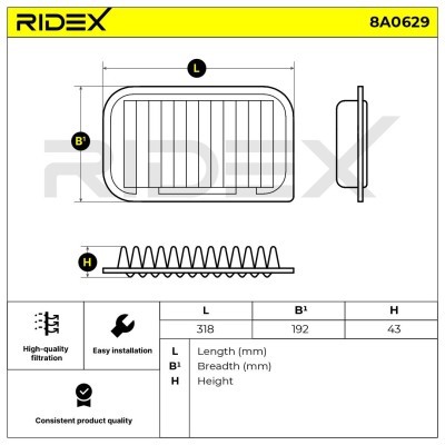 Filtr Powietrza RIDEX 8A0629 8A0629 - foto 6