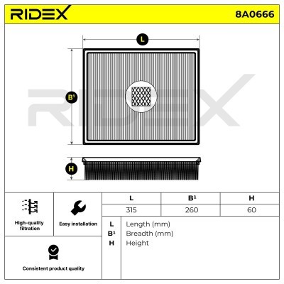 Filtr Powietrza RIDEX 8A0666 8A0666 - foto 5