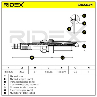 Świeca Zapłonowa RIDEX 686S0371 686S0371 - foto 5