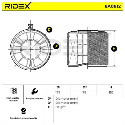Filtr Powietrza RIDEX 8A0812 8A0812 - foto 7