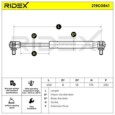 Amortyzator Pokrywy Bagażnika RIDEX 219G0841 219G0841 - foto 6