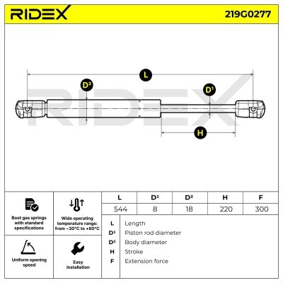 Amortyzator Pokrywy Bagażnika RIDEX 219G0277 219G0277 - foto 7