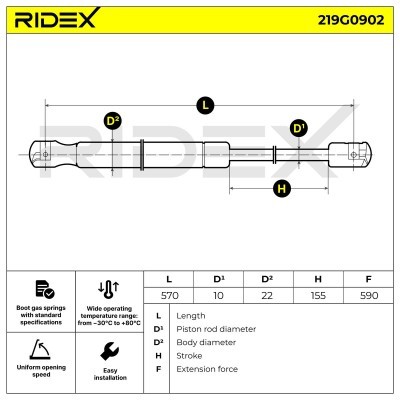 Amortyzator Pokrywy Bagażnika RIDEX 219G0902 219G0902 - foto 6