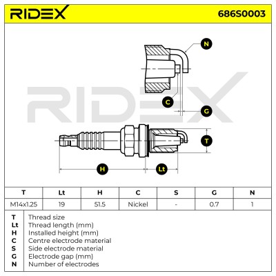 Świeca Zapłonowa RIDEX 686S0003 686S0003 - foto 6