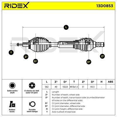 Półoś Napędowa RIDEX 13D0853 13D0853 - foto 6
