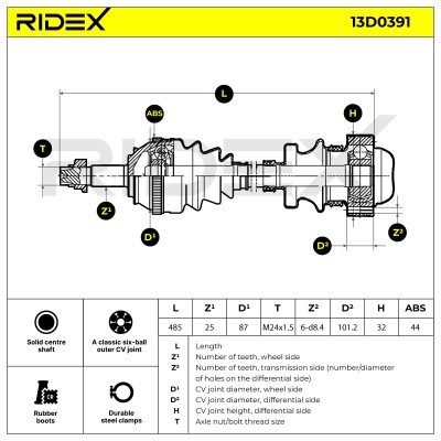 Półoś Napędowa RIDEX 13D0391 13D0391 - foto 7