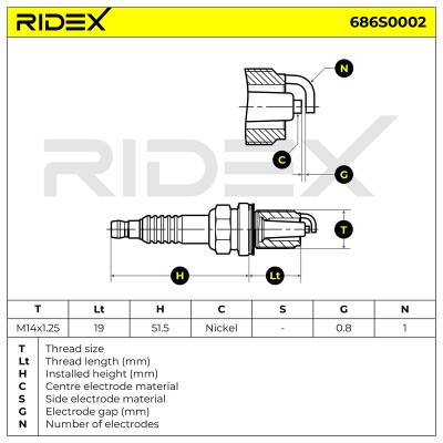 Świeca Zapłonowa RIDEX 686S0002 686S0002 - foto 6
